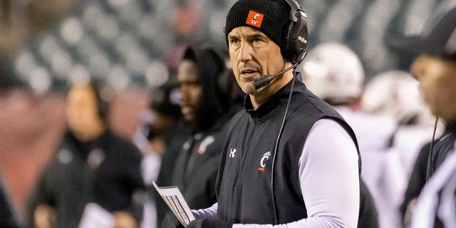 Cincinnati head coach Luke Fickell looks on during the first half against Temple, Nov. 19, 2022, in Philadelphia.