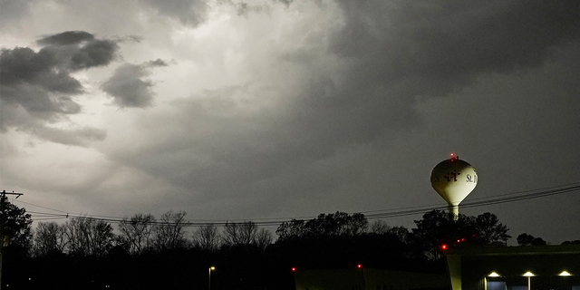 Lightning brightens the evening sky in Jackson, Mississippi, Tuesday Nov. 29, 2022. Area residents were provided a light show as severe weather accompanied by some potential twisters affected parts of Louisiana and Mississippi.