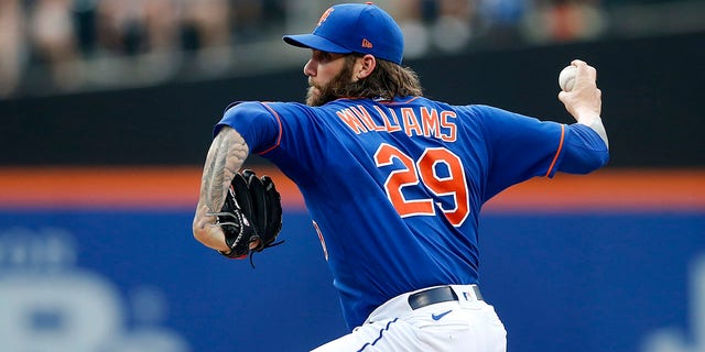 Trevor Williams of the New York Mets in action against the Texas Rangers at Citi Field on July 2, 2022 in New York City. 