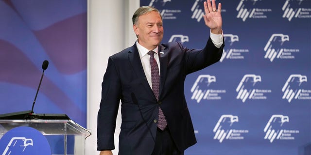 Former Secretary of State Mike Pompeo speaks at an annual leadership meeting of the Republican Jewish Coalition, Nov. 18, 2022, in Las Vegas.