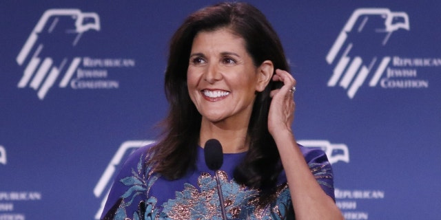 Nikki Haley, former ambassador to the United Nations, during the Republican Jewish Coalition (RJC) Annual Leadership Meeting in Las Vegas, Nevada, US, on Saturday, Nov. 19, 2022. 