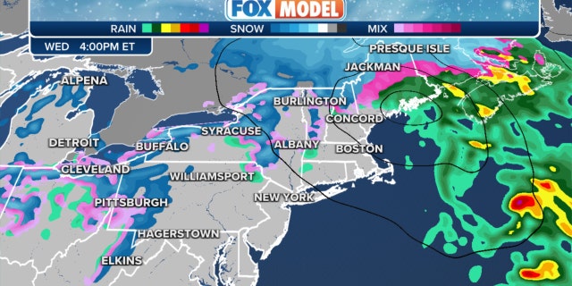 The northeastern Fox weather model on Wednesday