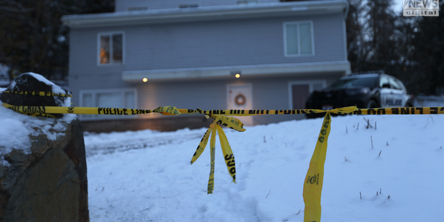 Crime scene tape is seen outside of the Moscow, Idaho home where four college students were stabbed to death on Nov. 13.