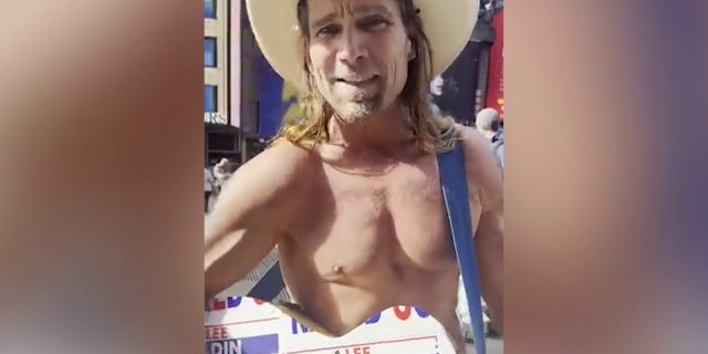 The famous Naked Cowboy in New York City's Times Square endorsed GOP candidate Lee Zeldin for New York Governor in a video posted to Twitter on Wednesday.