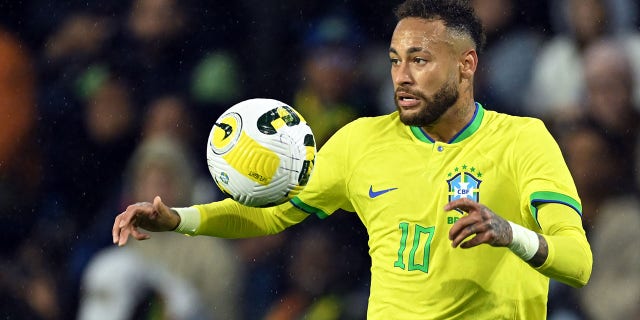 Neymar Junior of Brazil is shown during the international friendly match against Ghana at Stade Oceane on Sept. 23, 2022, in Le Havre, France.