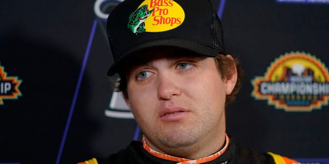 NASCAR Xfinity Series auto racing driver Noah Gragson speaks during the NASCAR Championship media day, Thursday, Nov. 3, 2022, in Phoenix.