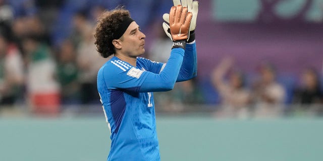 Mexico's goalkeeper Guillermo Ochoa walks off the pitch after the World Cup group C soccer match between Mexico and Poland, at the 974 Stadium in Doha, Qatar, Tuesday, November 22, 2022. 