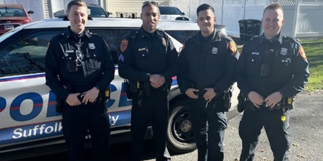 Sgt. Jon-Erik Negron (second from left, above) was one of four police officers to respond to a call about a woman who went into labor at her home. It was the fifth time in his career that Negron helped deliver a baby. 