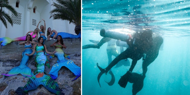 Elle Jimenez and her mermaid class students, Elaina Garcia and Great Chin Burger, saved scuba diver, Pablo Avila, from drowning at Casino Point, which is located on California's Catalina Island.