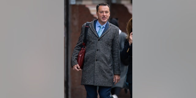 Dr. Olivier Branford a well known plastic surgeon in the UK arriving at a tribunal in Manchester, England.