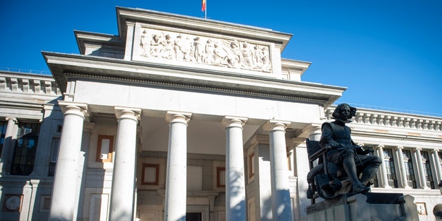 Prado muzeja fasāde, 2022. gada 5. novembrī, Madridē, Spānijā. 
