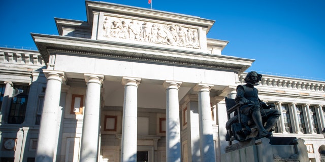 Facade of the Prado Museum, on November 5, 2022, in Madrid, Spain. 