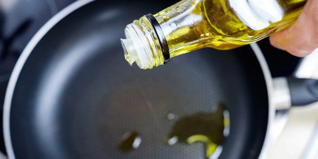 Olive oil in a pan