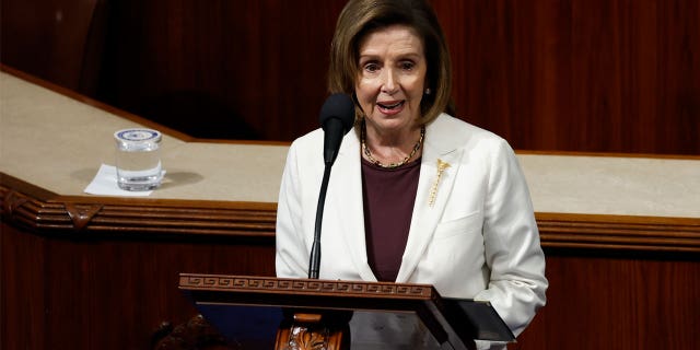 U.S. Speaker of the House Nancy Pelosi (D-CA) delivers remarks from the House Chambers of the U.S. Capitol Building on November 17, 2022 in Washington, DC. Pelosi spoke on the future of her leadership plans in the House of Representatives and said she will not seek a leadership role in the upcoming Congress