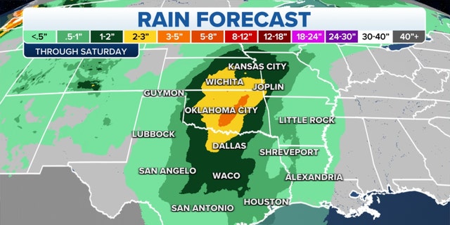 Rain forecast in the Plains through Saturday