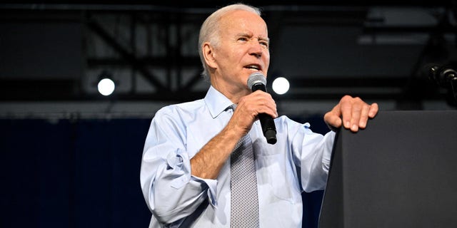 President Joe Biden speaks during a rally for gubernatorial candidate Wes Moore and the Democratic Party at Bowie State University in Bowie, Maryland, on Nov. 7, 2022.