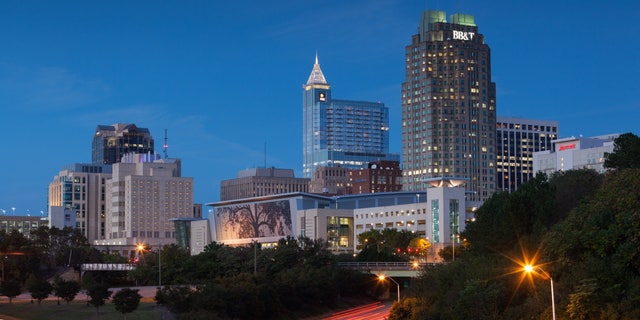 Skyline of downtown Raleigh, North Carolina.