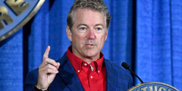 U.S. Sen. Rand Paul, R-Ky., speaks at the Kentucky Farm Bureau ham breakfast July 25, 2022, in Louisville.