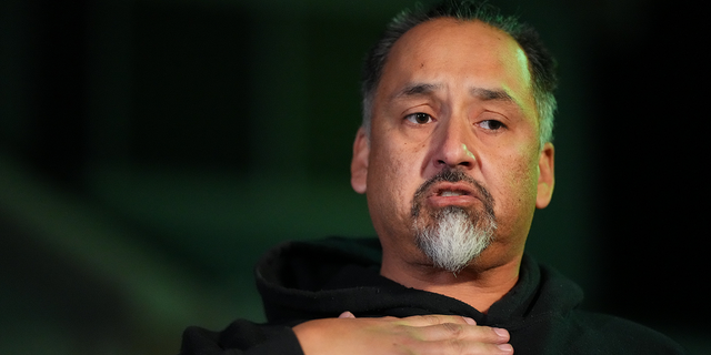 Richard Fierro talks during a news conference outside his home about his efforts to subdue the gunman in Saturday's fatal shooting at Club Q in Colorado Springs, Colorado.