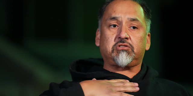 Richard Fierro speaks during a news conference outside his home about his efforts to subdue the gunman in Saturday's fatal shooting at Club Q in Colorado Springs, Colorado.