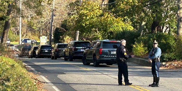 A heavy police presence on the scene.
