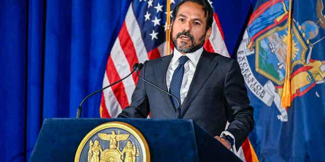 Robert Mujica, budget director of the State of New York, answers 2022 budget questions during a news conference on Jan. 18, 2022, in Albany, New York. Mujica was announced as the new executive director of a federal control board that supervises Puerto Rico’s finances on Nov. 17, 2022.