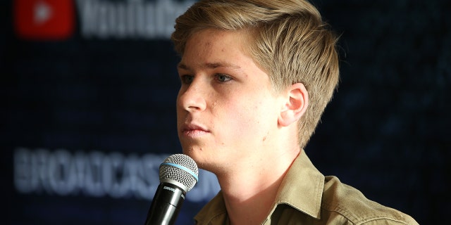 Robert Irwin speaks at media event