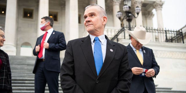 Rep. Matt Rosendale is seen during a group photo with freshmen members of the House Republican Conference at the Capitol.
