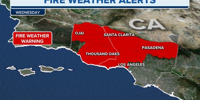 Fire weather alerts in southern California