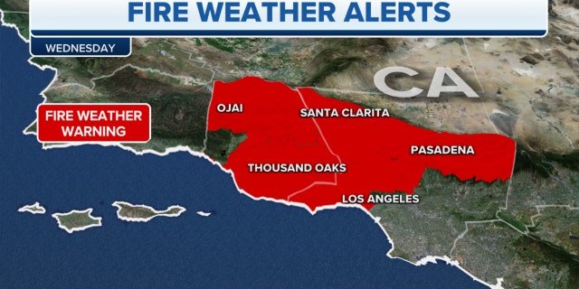 Fire weather alerts in southern California