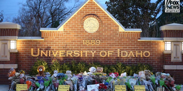 A memorial is seen on the campus of the University of Idaho, Sunday, November 27, 2022 for the student victims of the quadruple homicide in an off-campus house on November 13.