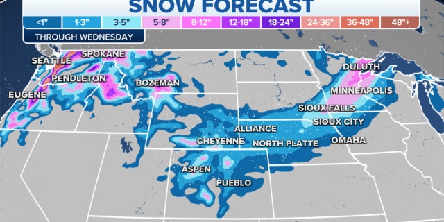 Snow forecast in the Northwest