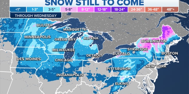 Snow still to come in the northeastern U,S,