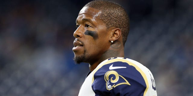 Los Angeles Rams cornerback Sam Shields during warmups before the first half of a game against the Detroit Lions in Detroit, Mich., Dec. 2, 2018.