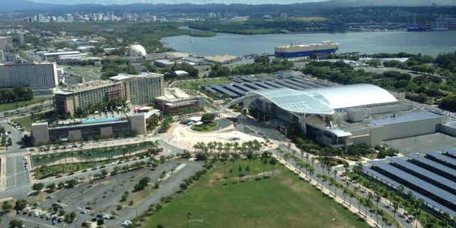 Aerial view of the San Juan convention center in Puerto Rico. A former Puerto Rican police officer has been sentenced to 20 years in prison for his role in the biggest firearm robbery in the country's history.