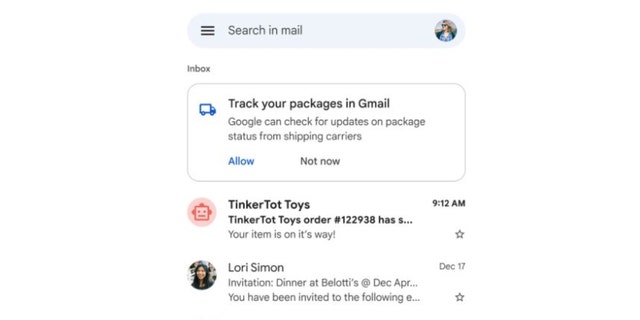 Los usuarios pueden optar por recibir actualizaciones de seguimiento de paquetes directamente desde su bandeja de entrada o en la configuración de Gmail. 