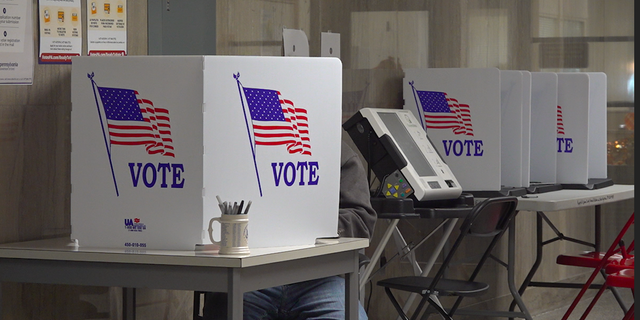 A Pennsylvania voter votes early in Lebanon County.