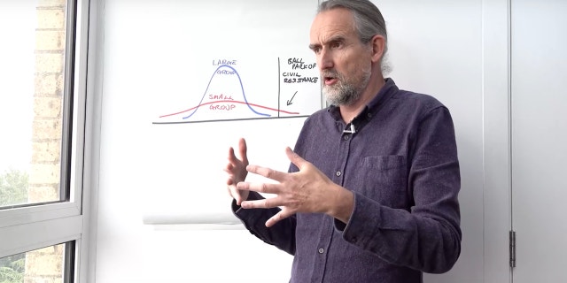 Roger Hallam, the founder of Extinction Rebellion and Just Stop Oil, gives a lecture on climate change in September 2021.
