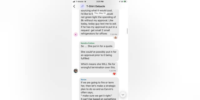 Signal screenshot of New Georgia Project executives discussing firing a White employee by digging up racism charges.