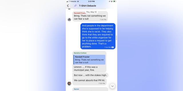 Signal screenshot of New Georgia Project executives discussing firing a White employee by digging up racism charges.