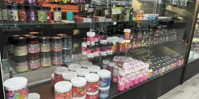 Products at Smoke Stars Vape shop in Canton, Georgia.