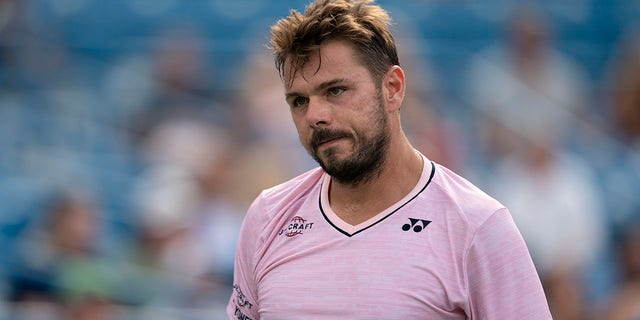 Stanislas Wawrinka during his match against Andy Murray at the Lindner Family Tennis Center in Cincinnati, Ohio, Aug. 15, 2022.