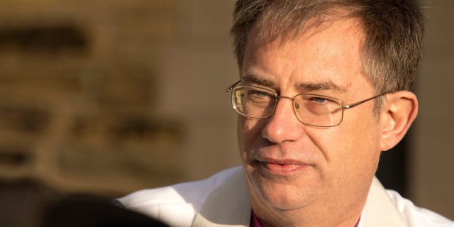 Bishop of Oxford Dr. Steven Croft at St. Saviour in High Green, Sheffield, following a prayer service.