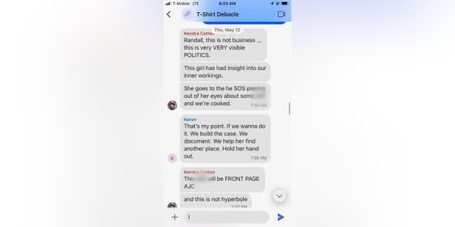 Signal screenshot of New Georgia Project executives discussing firing a White employee by digging up racism charges.