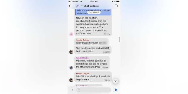 Signal screenshot of New Georgia Project executives discussing firing a White employee by digging up racism charges.
