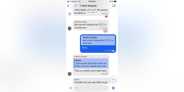 Signal screenshot of New Georgia Project executives discussing firing a White employee by digging up racism charges.