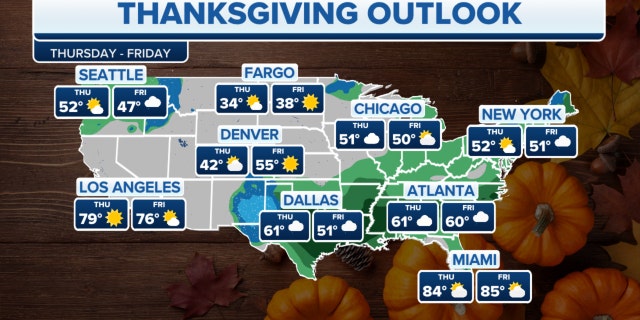 The national weather forecast on Thanksgiving