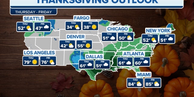 The national weather forecast on Thanksgiving