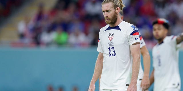 Tim Ream of United States looks on during the Qatar 2022 FIFA World Cup Group B match between United States and Wales at Ahmad Bin Ali Stadium on November 21, 2022 in Doha, Qatar.