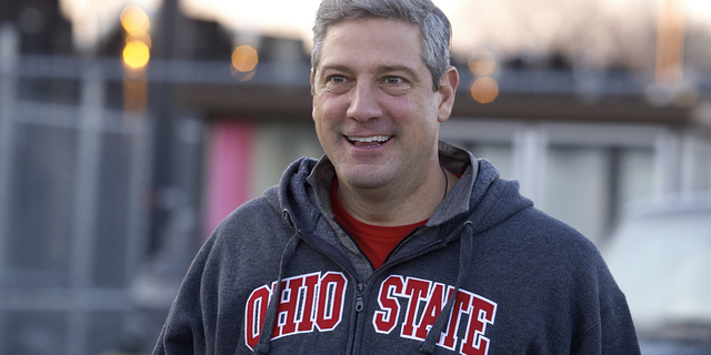 Rep. Tim Ryan, D-Ohio, a candidate for U.S. Senate, arrives to meet with Teamsters local 413 members during a shift change outside of a UPS facility in Columbus, Ohio, on Nov. 4.